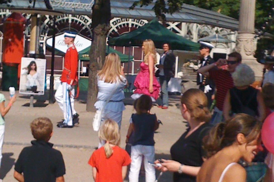 Barbie walking with the Tivoli Guards and Orchestra